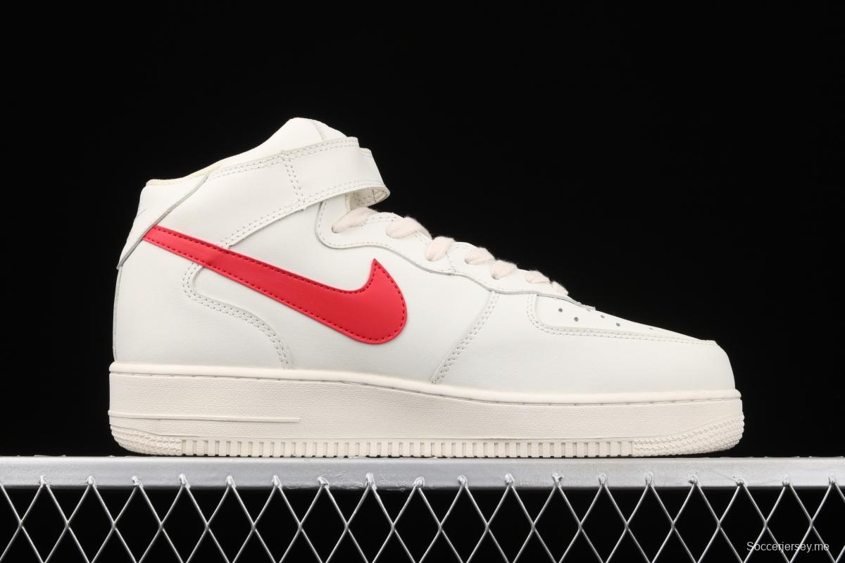 NIKE Air Force 1 Mid air force white and red top casual board shoes 315123-126