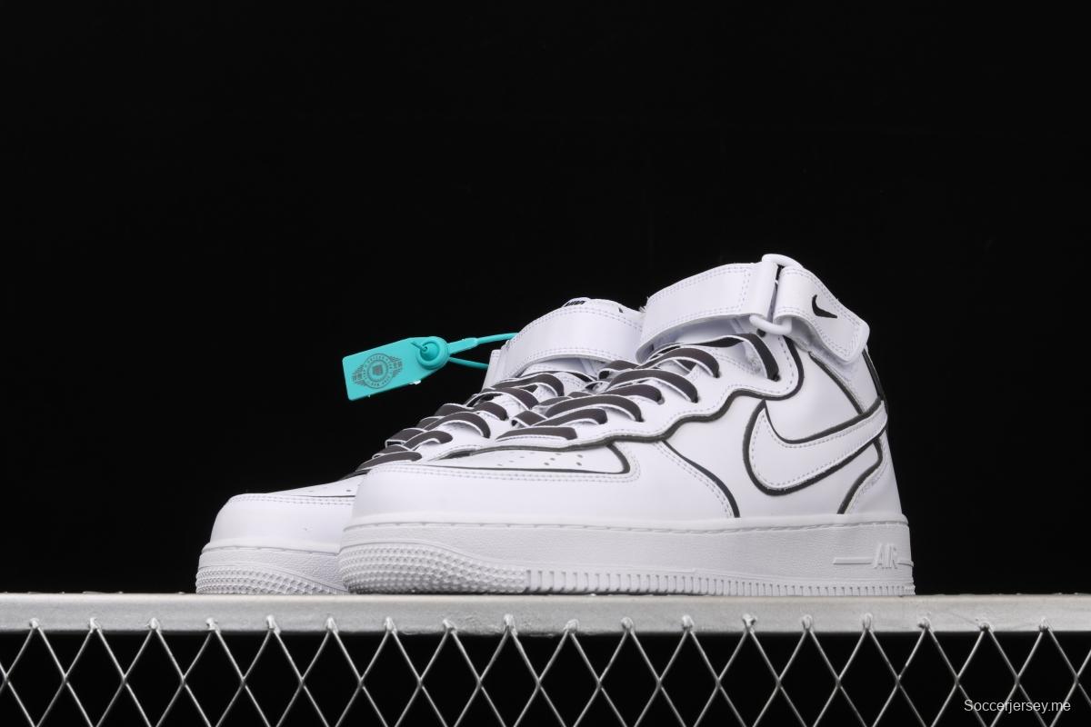 NIKE Air Force 1' 07 Mid laser white 3M reflective medium-help leisure sports board shoes 368742-810