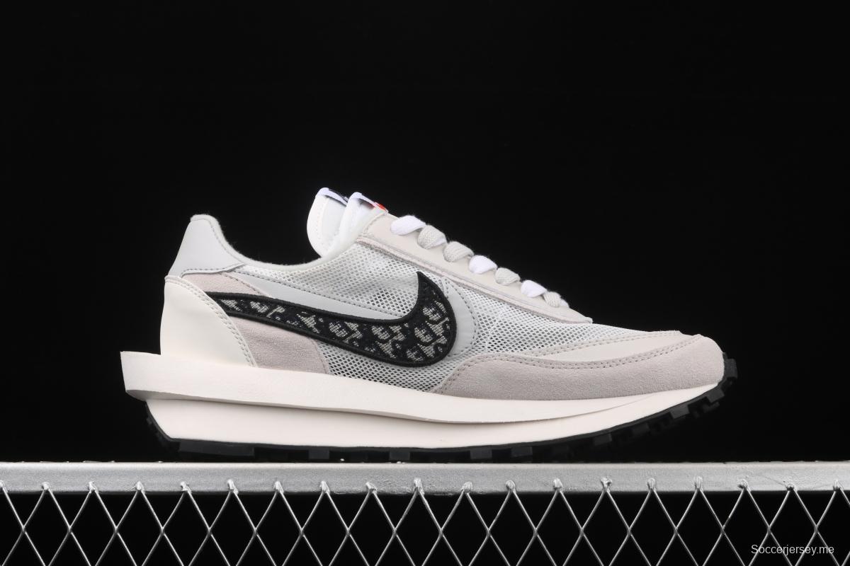 Dior x Sacai x NIKE LVD Waffle Daybreak co-signed catwalk style double hook Swoosh running shoes CN8898-002