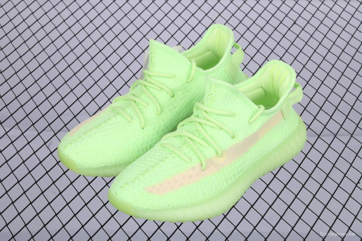 Adidas Yeezy 350 Boost V2 EG5293 Darth Coconut 350 second generation fluorescent green hollowed-out silk color matching