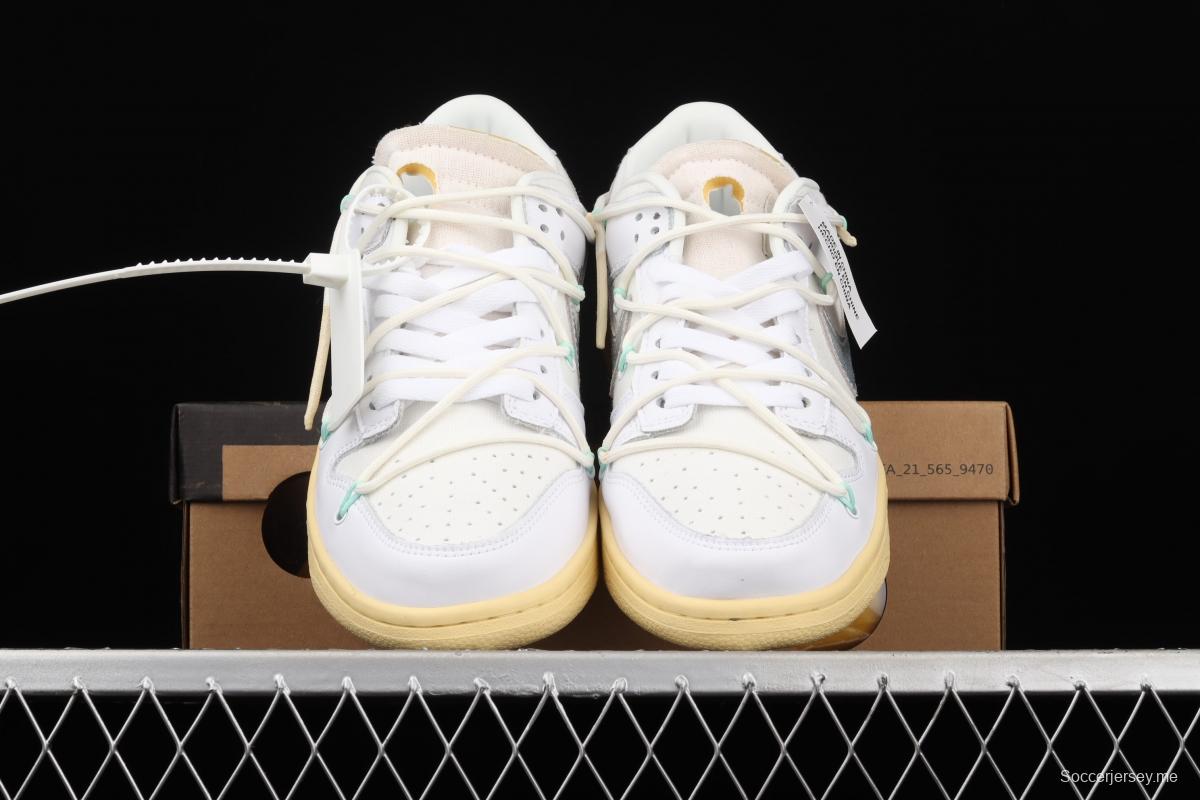 OFF-White x NIKE DUNK Low 04 of 50 OW white gray leisure sports skateboard shoes DM1602-127,