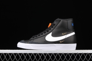 NIKE Blazer Mid'77 SE Chrome Luxe black-and-white gold standard Trail Blazers high-top casual board shoes CZ4627-001