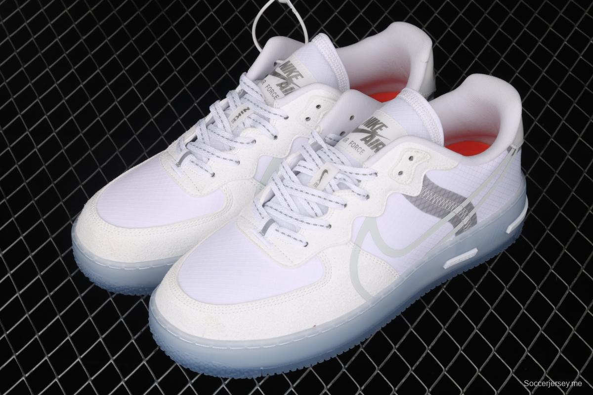 NIKE Air Force 1 React QS Light Bone Analysis of Ice Blue low Upper Board shoes CQ8879-100