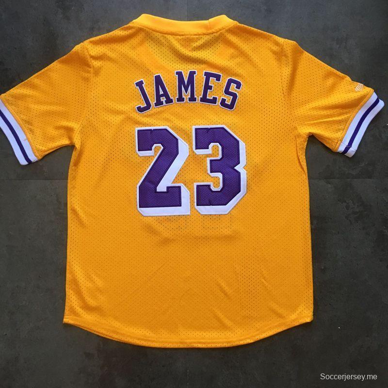 Men's LeBron James Yellow Retro Classic Team Short Sleeve Jersey