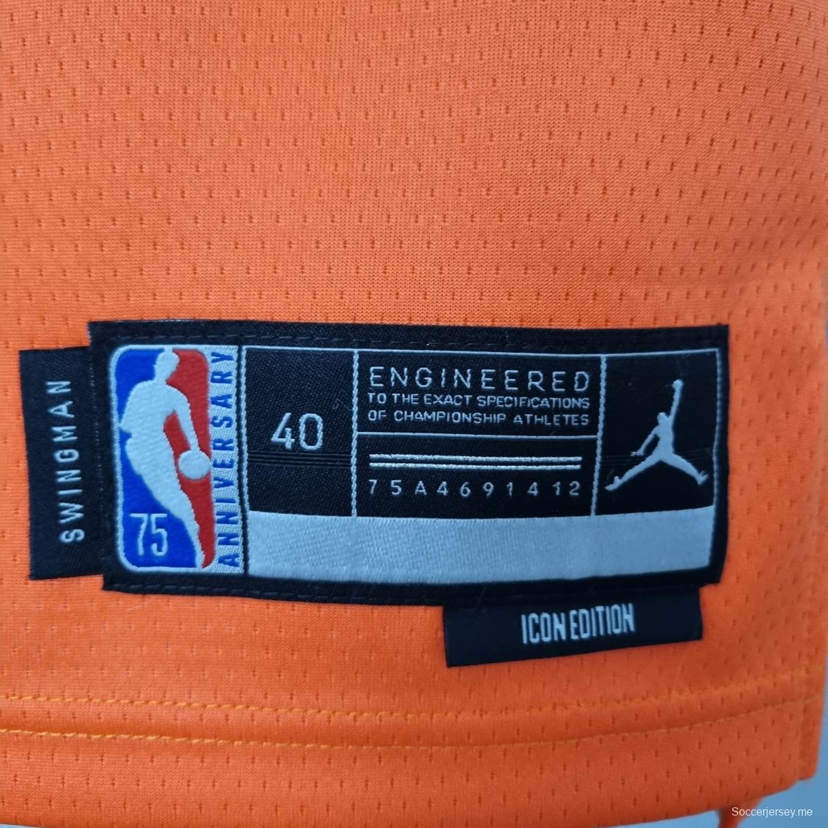 قميص الذكرى 75 AYTON#22 فينيكس صنز فينيكس صنز جوردان ذات الطابع البرتقالي في دوري كرة السلة الأمريكي للمحترفين
