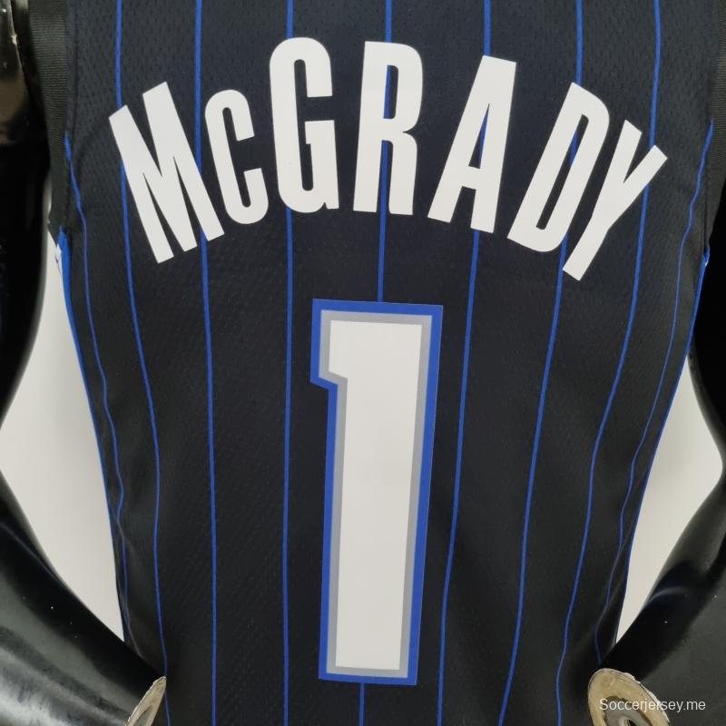 قميص أورلاندو ماغرادي 75th Anniversaryth 75th Anniversary McGrady #1 أورلاندو ماجيك ماجيك أسود اللون من الدوري الأمريكي للمحترفين
