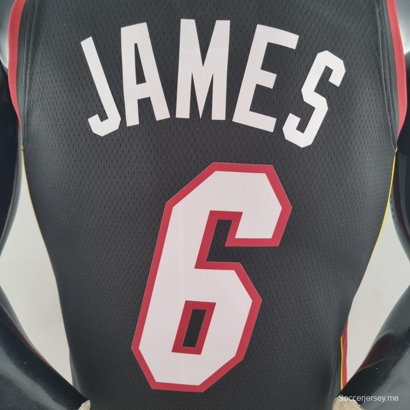 الذكرى ال 75 لميامي هيت ميامي هيت JAMES #6 قميص دوري كرة السلة الأمريكي للمحترفين الأسود
