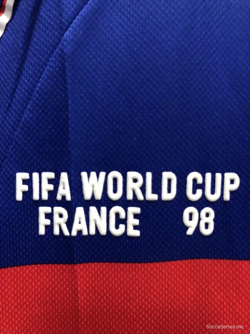 قميص ريترو 1998 بأكمام طويلة بأكمام طويلة مع رقعة فرنسا 98
