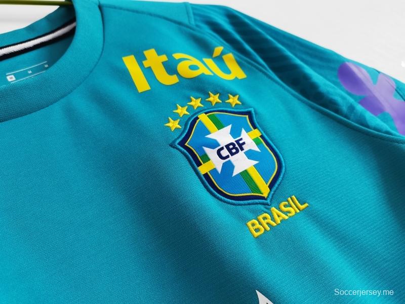 قميص تدريب أزرق ريترو 2021 البرازيل الأزرق
