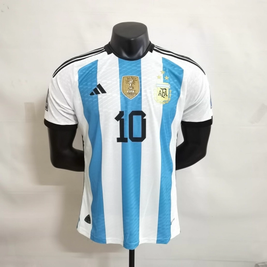 إصدار اللاعب 3 نجوم 2022 قميص المنتخب الأرجنتيني MESSI #10 مع رقع بطل كأس العالم
