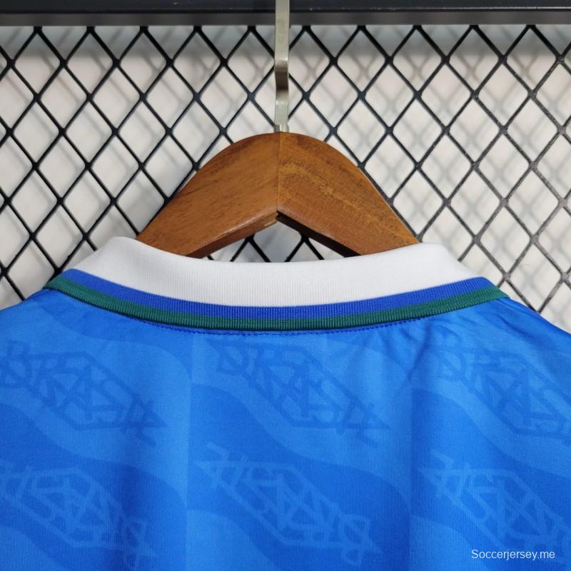 قميص أزرق ريترو 1992 البرازيل أزرق اللون أزرق قديم
