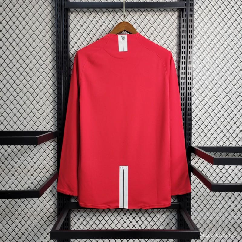 قميص بأكمام طويلة ريترو طويل الأكمام 07-08 قميص مانشستر يونايتد نسخة دوري أبطال أوروبا
