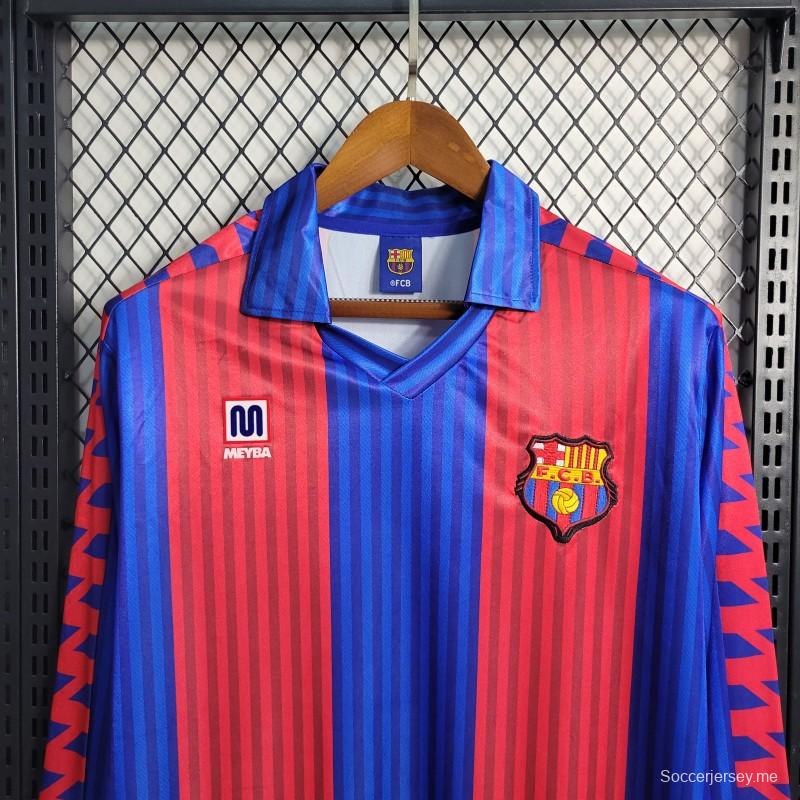 قميص بأكمام طويلة الأكمام ريترو 91/92 برشلونة
