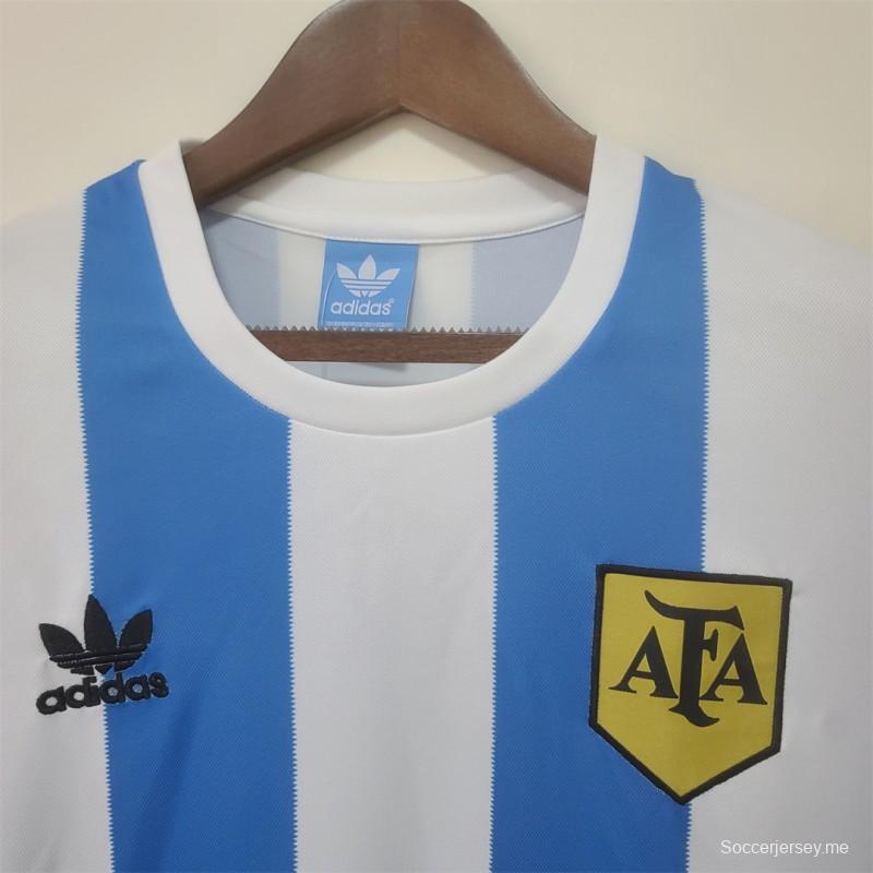 قميص المنتخب الأرجنتيني بأكمام طويلة الأكمام ريترو 1978
