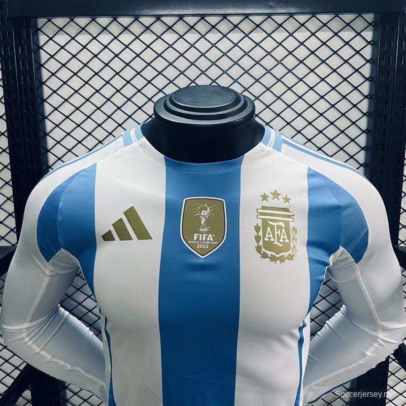نسخة اللاعب 2024 قميص المنتخب الأرجنتيني بأكمام طويلة الأكمام للداخلية
