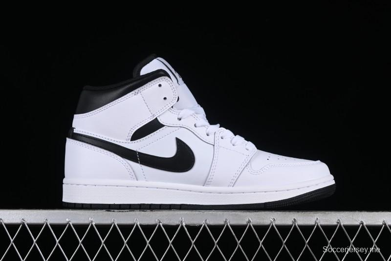 Nike Air Jordan 1 Mid AJ1 White Black Mid-Top Casual Sneakers - DQ8426-132