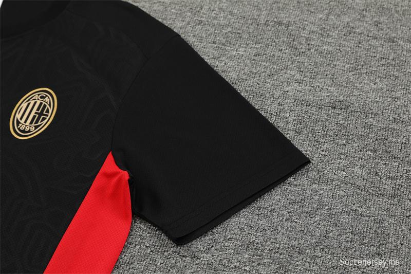 24/25 ميلان ميلان قميص بأكمام قصيرة أسود + شورت قصير الأكمام
