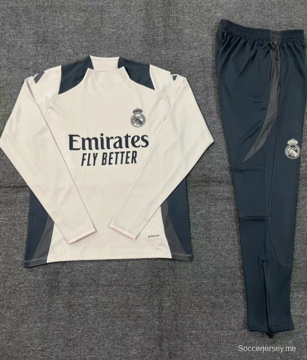 24/25 أطفال ريال مدريد كاكي نصف سحاب جاكيت نصف كاكي + بنطلون طويل + بنطلون طويل
