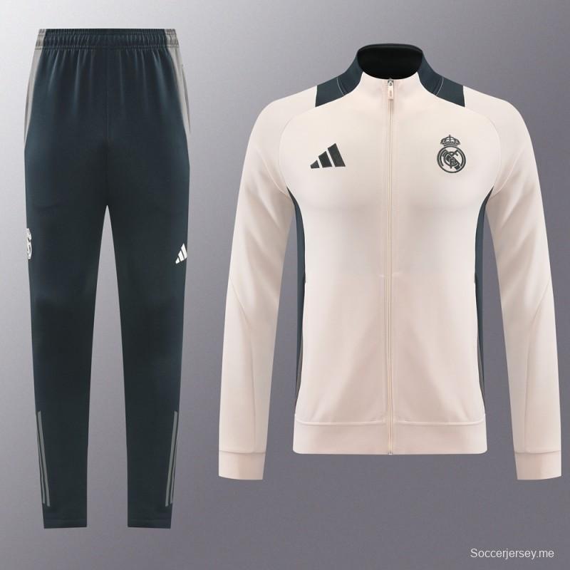 24/25 ريال مدريد وردي/أسود جاكيت بسحاب كامل وردي/أسود + بنطلون طويل