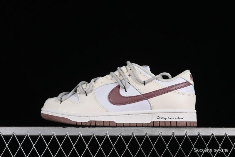 Nike Dunk Low Next Nature SB Lace-Up Low-Top Casual Sneakers in Cream Dark Brown - DD1873-103