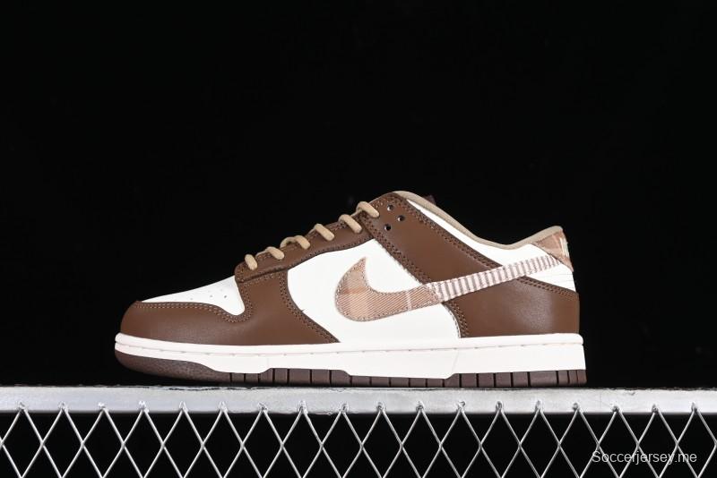 Nike Dunk Low SB White Brown Plaid Casual Skate Shoes - FV3653-191