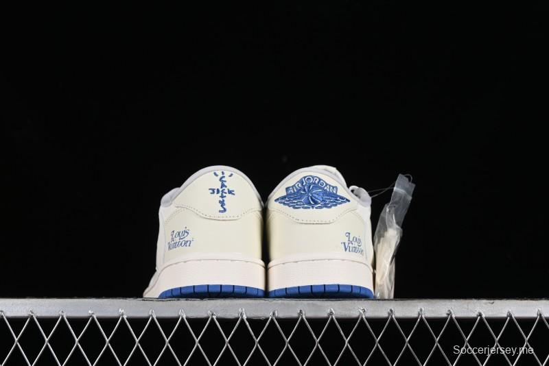 Nike Travis Scott x Fragment Design x Air Jordan 1 Low OG SP AJ1 LV Collaboration Light Blue Low-Top Casual Sneakers - LJ5188-007