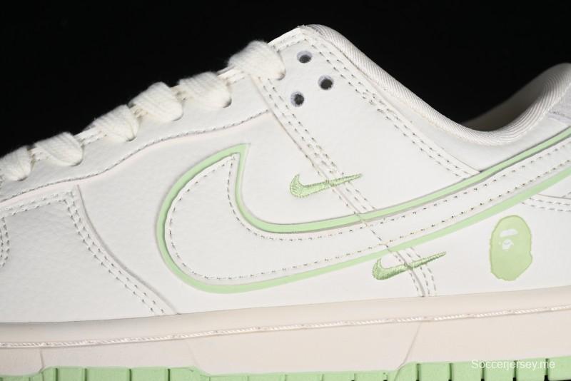 Nike SB Dunk Low Bape Collaboration - Apple Green Anniversary High-End Custom Low-Top Casual Skate Shoes - CF3688-010