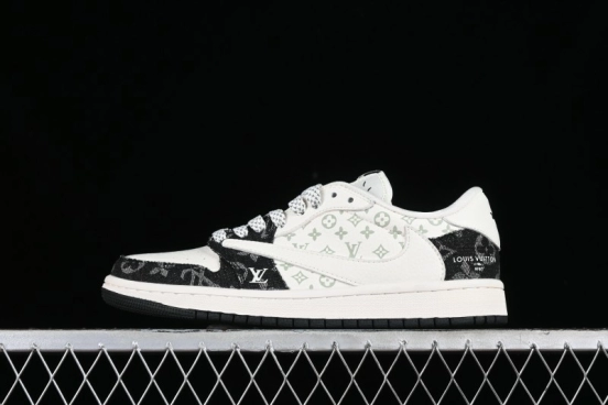Nike Travis Scott x Fragment Design x Jordan Air Jordan 1 Low OG SP AJ1 LV Black Denim Print Low-Top Casual Sneakers - SJ2068-008