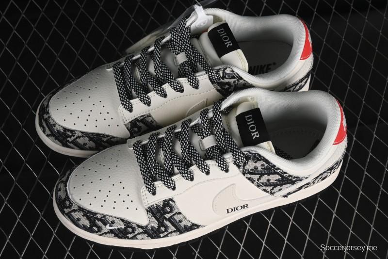 Nike SB Dunk Low Dior Collaboration - Black Grey Pattern Anniversary High-End Custom Low-Top Casual Sneakers - XY1688-010