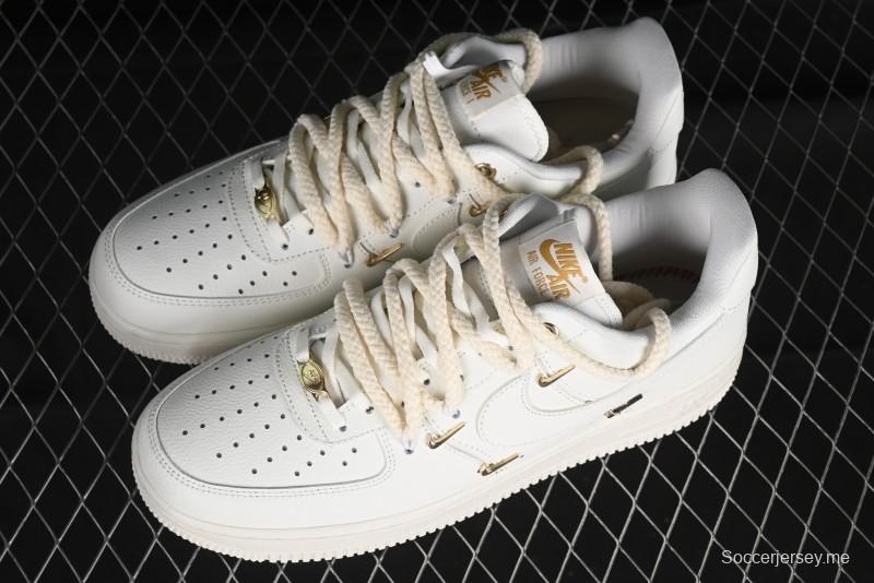 Nike Air Force 1 '07 Low Beige Deconstructed Swoosh Casual Sneakers - FX3654-111