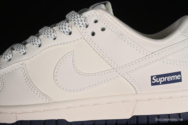 Nike SB Dunk Low Supreme Collaboration - Classic Beige Blue Anniversary High-End Custom Low-Top Casual Skate Shoes - XX8888-003