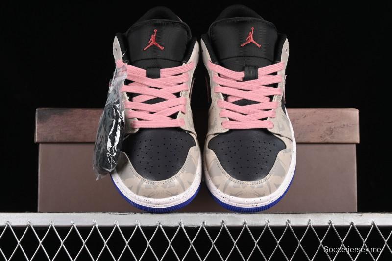 Nike Air Jordan 1 Low Retro Basketball Shoes with Panda Mischief Pioneer Knight Design - 553558-154