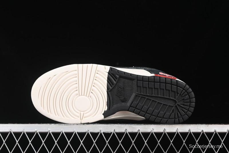 Nike SB Dunk Low SUP Collaboration - Black White Black Swoosh Anniversary Custom Low-Top Casual Skate Shoes - MM1089-020