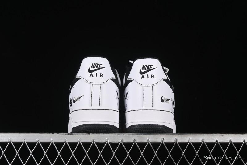 Nike Air Force 1 '07 Low Casual Sneakers with Black and White Hand-Drawn Anime Design - CT2585-100