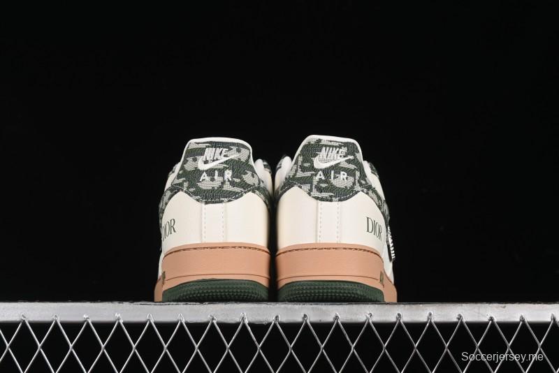 Nike Air Force 1 '07 Low Dior Collaboration - Beige Green Swoosh Low-Top Casual Sneakers - KK1988-010
