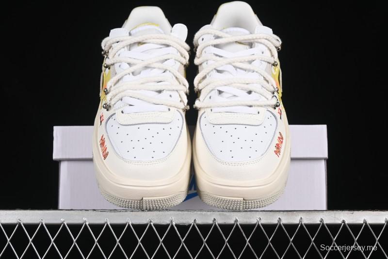 Nike Air Force 1 Fontanka Custom Graffiti Low-Top Casual Sneakers with Deconstructed Dual Laces - DV6984-001