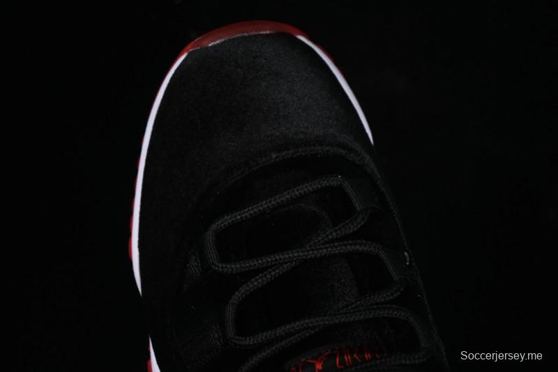 Nike Air Jordan 11 Retro "Bred Velvet" Basketball Shoes with Velvet Overlay - DB5457-061