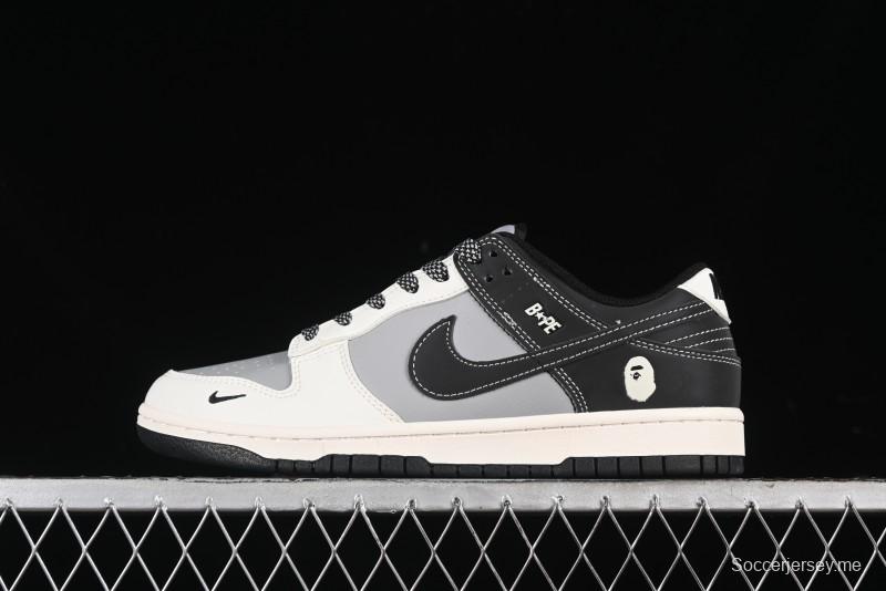 Nike SB Dunk Low BAPE Collaboration Anniversary Edition - White Grey Black Low Top Casual Skate Shoes - BB8969-007