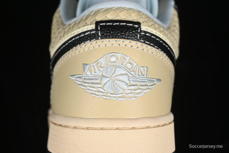 Nike Air Jordan 1 Low "Coconut Milk Black" Casual Basketball Shoes with Contrast Swoosh - HQ3437-101