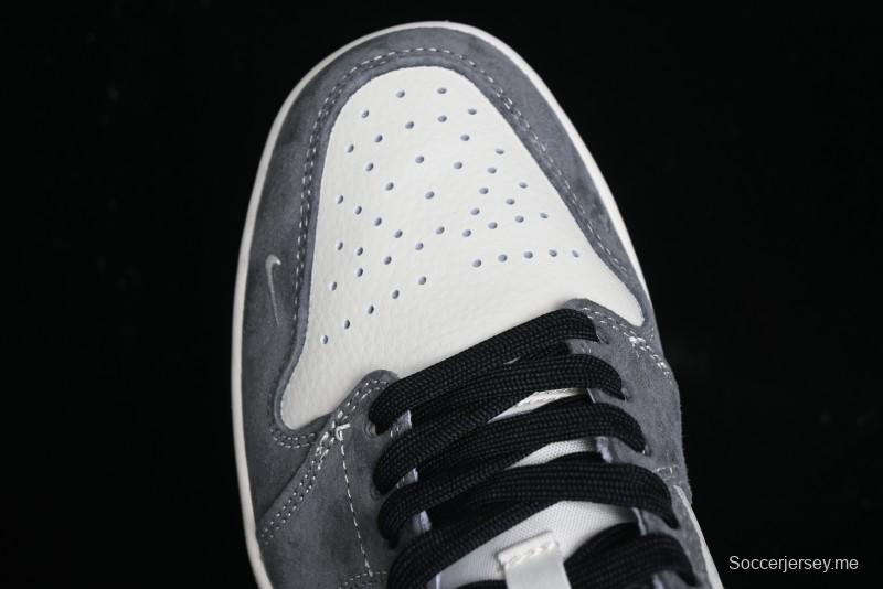 Nike Air Jordan 1 Low Stussy Collaboration Pig Grey Black Swoosh Custom Retro Basketball Shoes - SJ9950-029