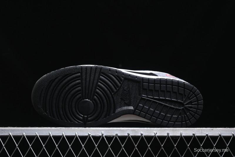 Nike SB Dunk Low Supreme Collaboration - Carbon Black Grey Pig Anniversary High-End Custom Low-Top Casual Skate Shoes - XX3186-206