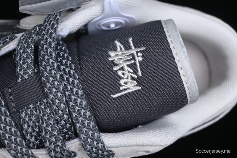 Nike Air Jordan 1 Low Stussy Collaboration - Grey Pigskin Black Base Retro Basketball Shoes - XX3318-968