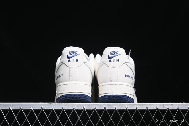 Nike Air Force 1 '07 Low Burberry Collaboration - Off White Navy Blue Patchwork Low Top Casual Sneakers BB8588-222