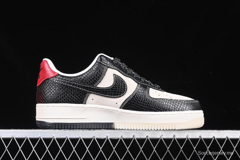 Nike Air Force 1 '07 Low Stussy Collaboration Year of the Snake Limited Edition Black Snake Dual-Color Casual Sneakers - HH7518-034