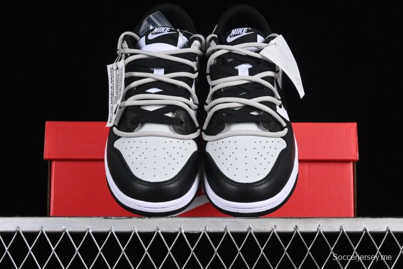 Nike Dunk Low Letter Panda Black Grey High Street Deconstructed SB Strap Low-top Casual Skate Shoes - CW1590-100