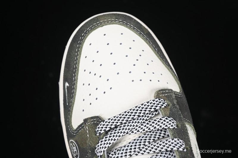 Nike SB Dunk Low Stussy Collaboration - Camo Black Swoosh Anniversary High-End Custom Low-Top Casual Sneakers - DM6868-011