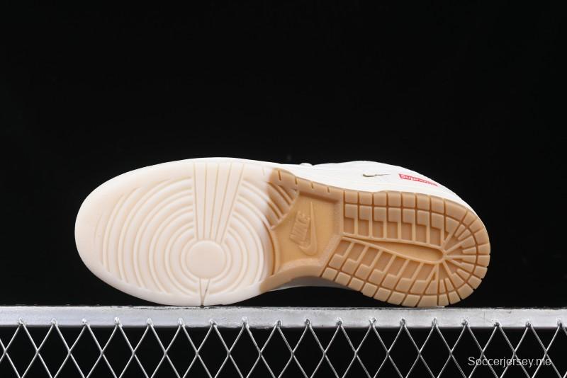 Nike SB Dunk Low Supreme Collaboration Two-Tone Khaki Anniversary High-End Custom Low-Top Casual Skate Shoes - BB8675-111