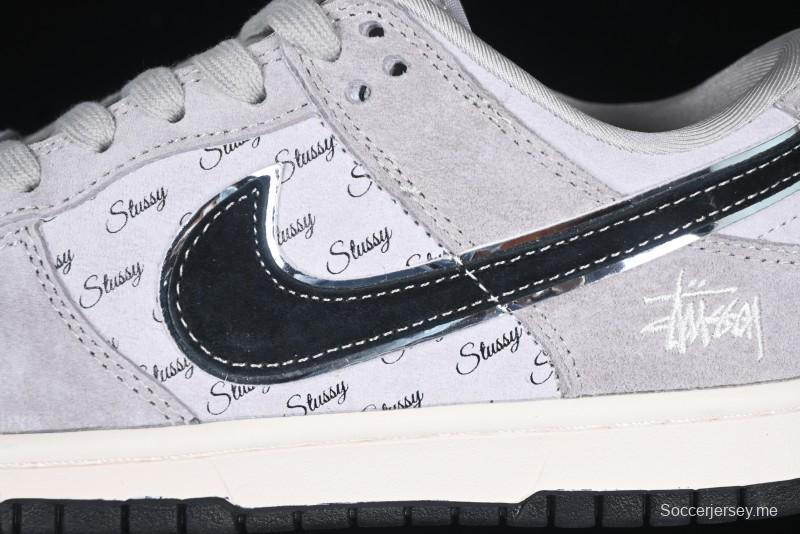 Nike SB Dunk Low Stussy Collaboration - Black Swoosh Anniversary Custom Low-Top Casual Skate Shoes - XX3168-069