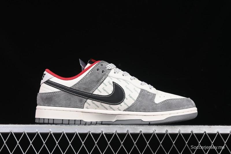 Nike SB Dunk Low Supreme Collaboration Bullet Screen Black Check Anniversary Customized Low-Top Casual Sneakers - FC1688-208