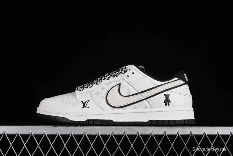 Nike SB Dunk Low LV Collaboration - Beige Black Violent Bear Anniversary High-End Custom Low-Top Casual Skate Shoes - SJ2068-239